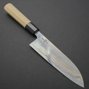 Takada no Hamono Blue #1 Suiboku Santoku 180mm Ho Wood Handle - Tetogi
