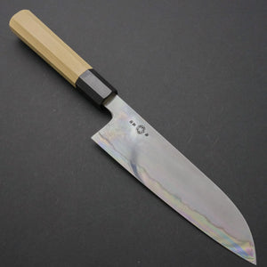 Takada no Hamono White #1 Suiboku Santoku 180mm Ho Wood Handle - Tetogi