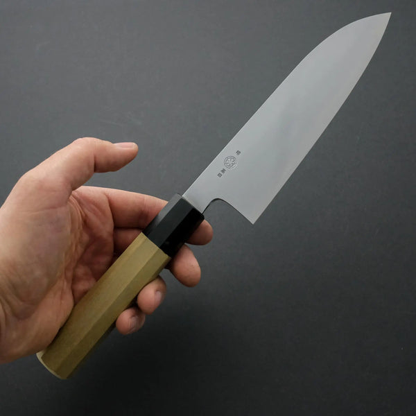 Takada no Hamono White #2 HH Santoku 180mm Ho Wood Handle - Tetogi
