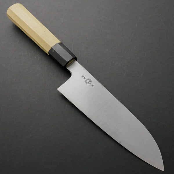 Takada no Hamono White #2 HH Santoku 180mm Ho Wood Handle - Tetogi
