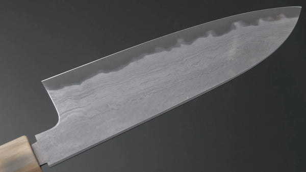 Tetsujin Blue #2 Metal Flow Santoku 180mm Taihei Wood Handle - Tetogi