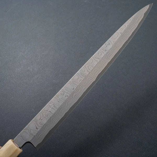 Tetsujin Custom Blue #2 Damascus Yanagiba 300mm Taihei Ebony Handle (Double Horn with Tsuge Spacer) - Tetogi